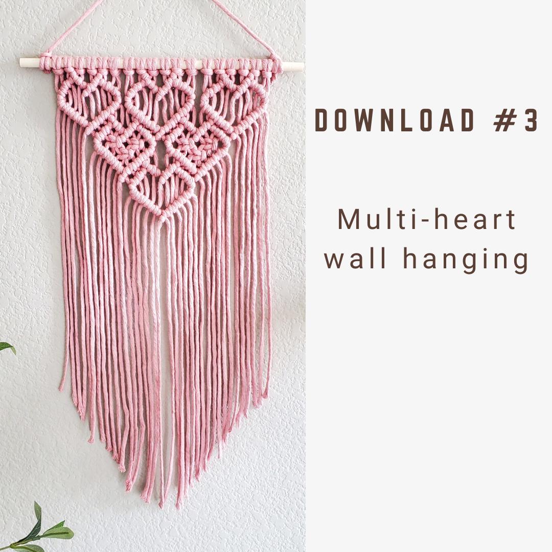 3 in 1 macrame heart valentines wall hanging PATTERN BUNDLE.