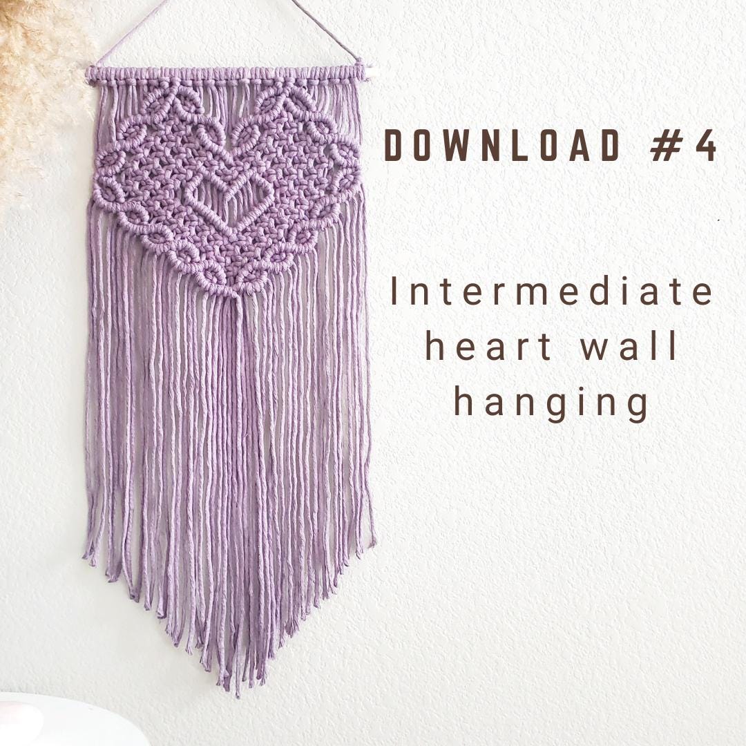 3 in 1 macrame heart valentines wall hanging PATTERN BUNDLE.