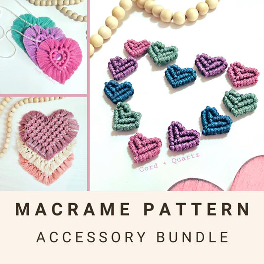 3 in 1 macrame heart valentines accessory PATTERN BUNDLE.