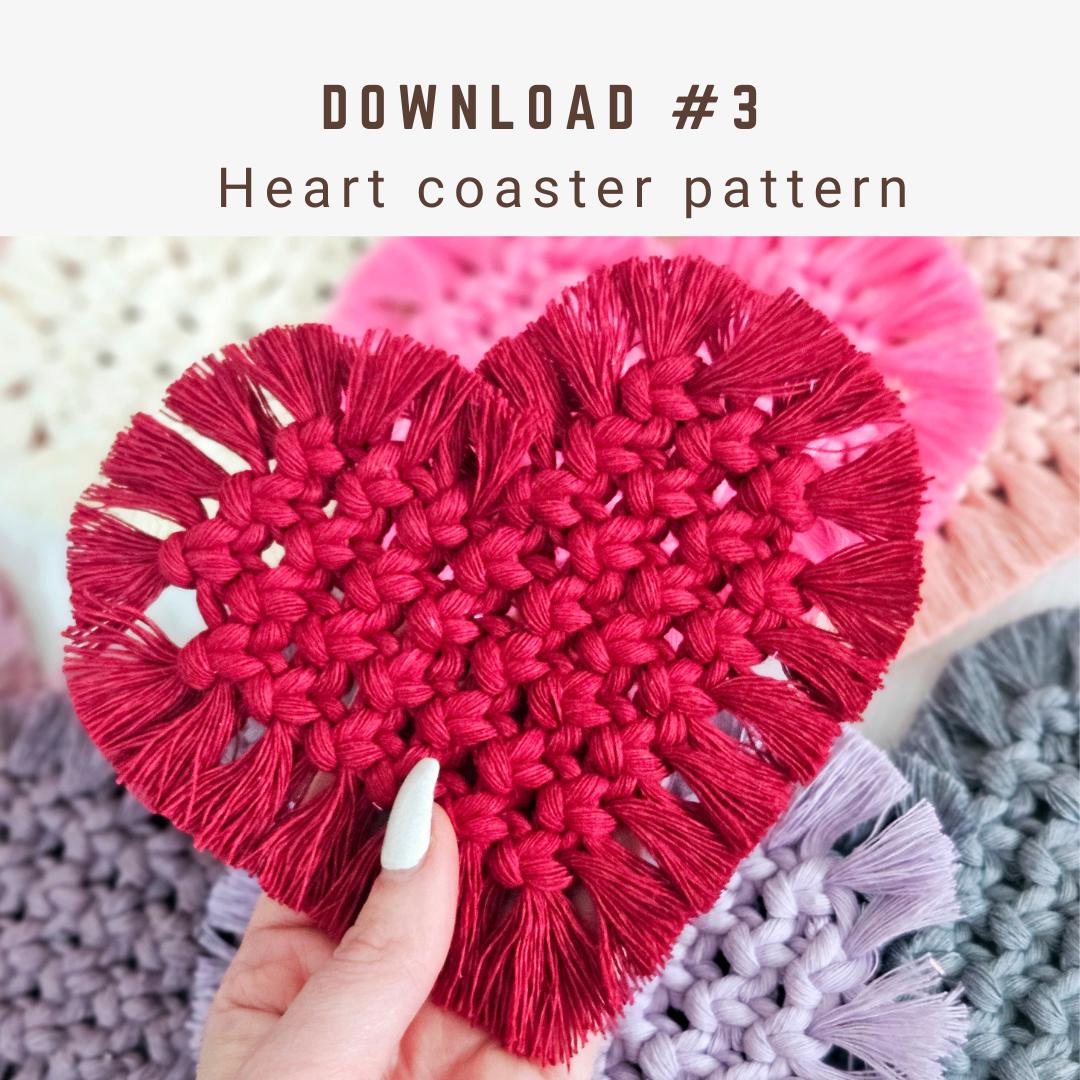 3 in 1 macrame heart valentines accessory PATTERN BUNDLE.